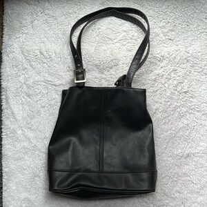 Liz Claiborne Black Leather Tote Bag
